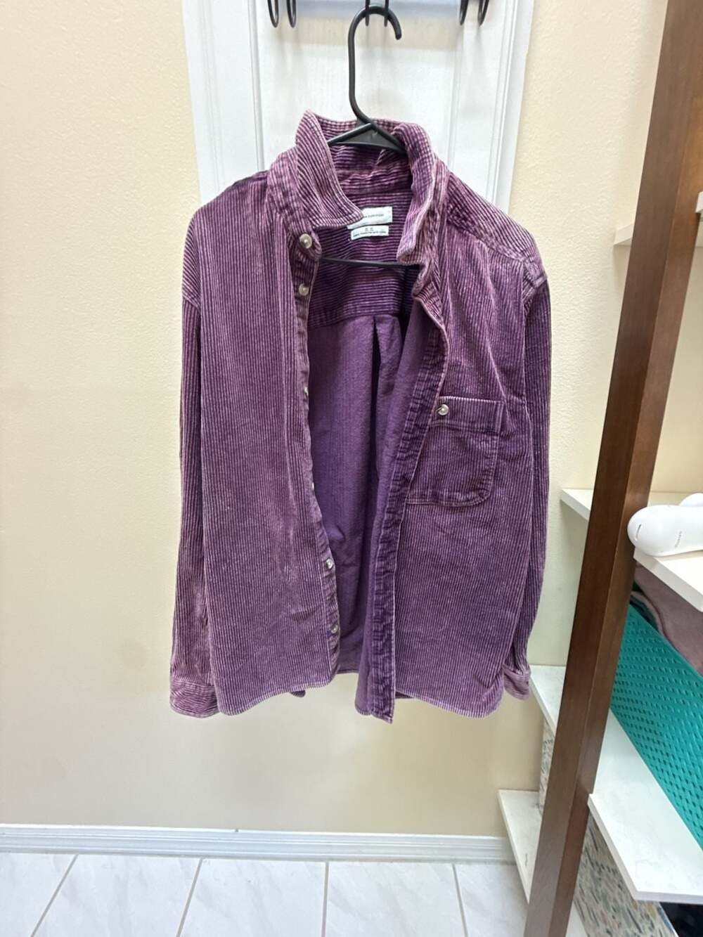 Urban Outfitters Corduroy Button Down Shirt Size M Purple Cotton